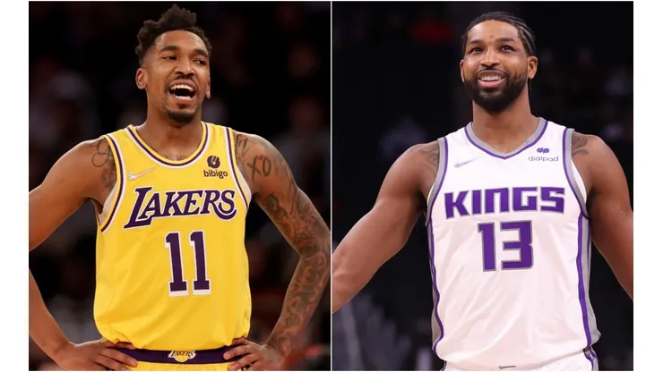 Malik Monk of the Los Angeles Lakers (left) and Tristan Thompson of the Sacramento Kings (right)