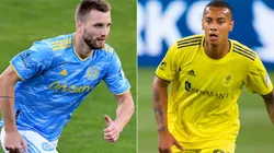 Kacper Przybyłko of Philadelphia Union (left) and Jhonder Cadiz of Nashville.