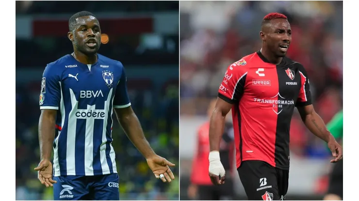 Joel Campbell of Monterrey (left) and Julian Quiñones of Atlas.