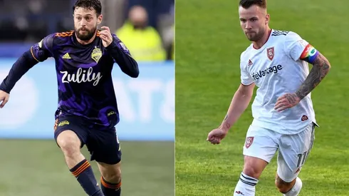 Joao Paulo of Seattle Sounders (left) and Albert Rusnak of Real Salt LAke
