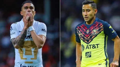 Favio Alvarez of Pumas UNAM (left) and Luis Fuentes of Club America.