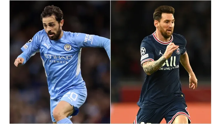 Bernardo Silva of Manchester City (left) and Lionel Messi of PSG