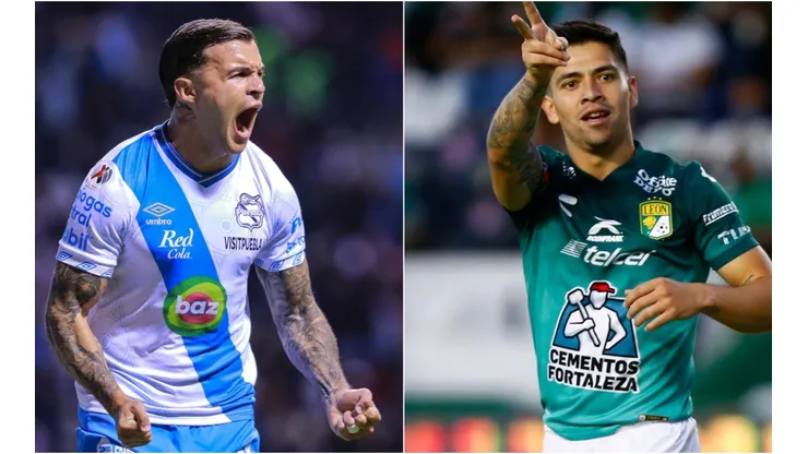 Christian Tabó of Puebla (left) and Victor Davila of Club Leon (right)