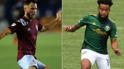 Keegan Rosenberry of Colorado Rapids (left) and Eryk Williamson of Portland Timbers (right)