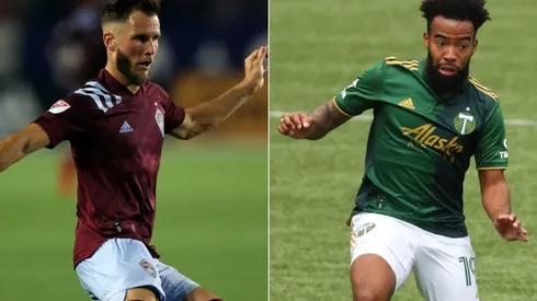 Keegan Rosenberry of Colorado Rapids (left) and Eryk Williamson of Portland Timbers (right)