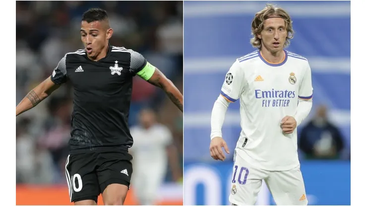 Frank Castaneda of Sheriff (left) and Luka Modric of Real Madrid