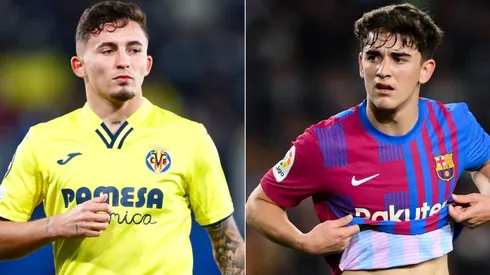 Yeremy Pino of Villareal (left) and Gavi of Barcelona (right)