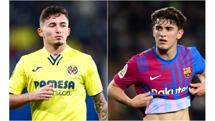 Yeremy Pino of Villareal (left) and Gavi of Barcelona (right)