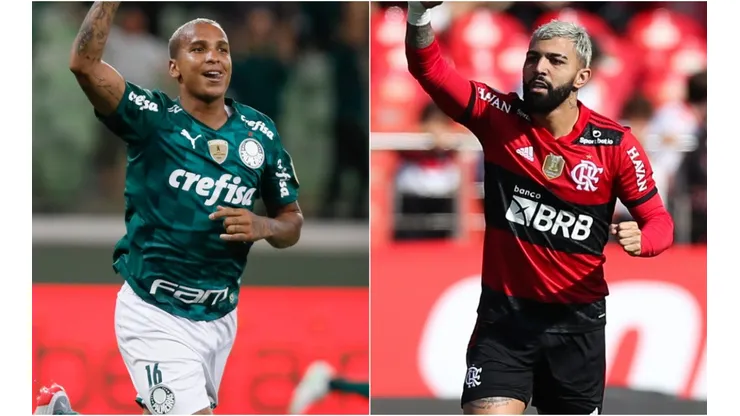 Deyverson of Palmeiras (left) and Gabriel Barbosa of Flamengo