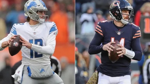 Tim Boyle of the Detroit Lions (left) and Andy Dalton of the Chicago Bears.