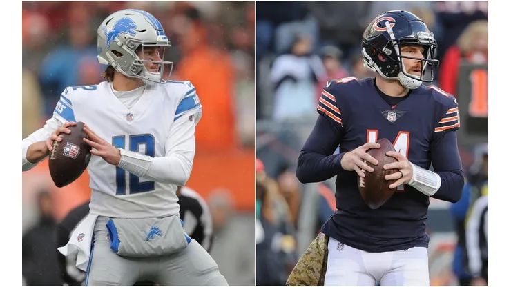 Tim Boyle of the Detroit Lions (left) and Andy Dalton of the Chicago Bears.