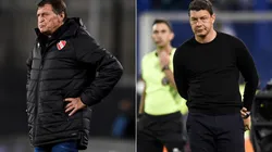 Independiente manager Julio Cesar Falcioni (left) and Boca Juniors interim coach Sebastian Battaglia.
