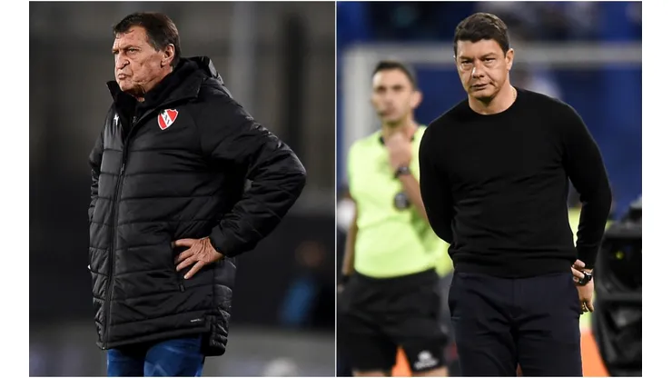 Independiente manager Julio Cesar Falcioni (left) and Boca Juniors interim coach Sebastian Battaglia.