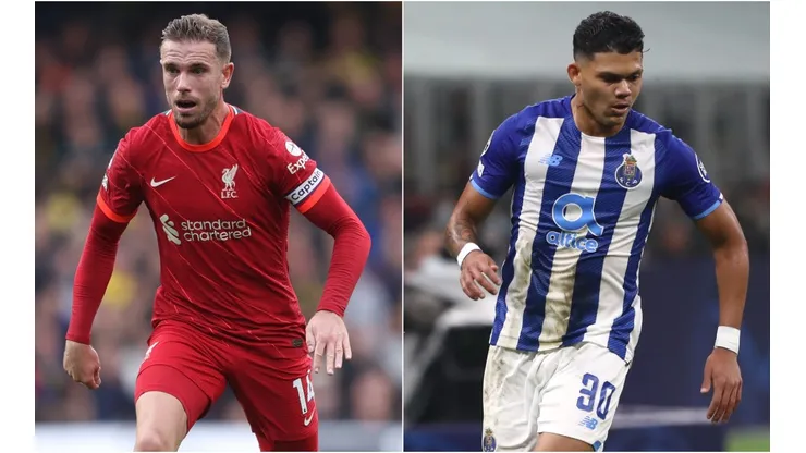 Jordan Hederson of Liverpool (left) and Evanilson of FC Porto