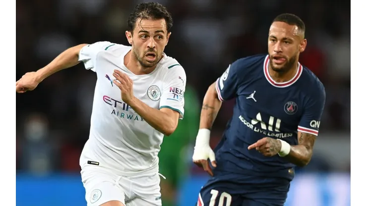 Bernardo Silva of Manchester City (left) and Neymar of PSG (right)