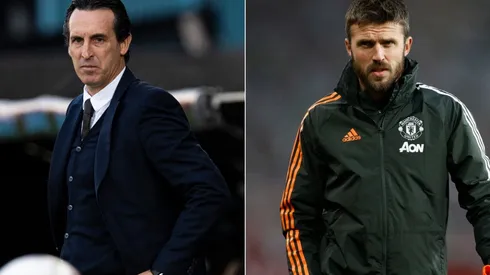 Unai Emery of Villarreal (left) and Michael Carrick of Manchester United (right)