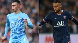 Phil Foden of Manchester City (left) and Neymar of Paris Saint Germain