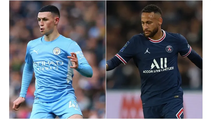 Phil Foden of Manchester City (left) and Neymar of Paris Saint Germain