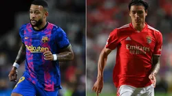 Memphis Depay of Barcelona (left) and Darwin Nuñez of Benfica.