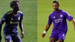 CJ Sapong of Nashville (left) and Nani of Orlando City SC