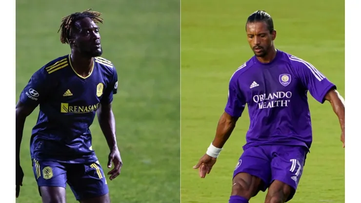 CJ Sapong of Nashville (left) and Nani of Orlando City SC