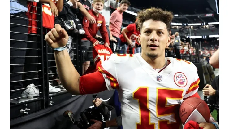 Patrick Mahomes of Chiefs at the game vs Las Vegas Raiders