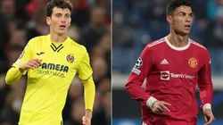 Pau Torres of Villarreal (left) and Cristiano Ronaldo of Manchester United.