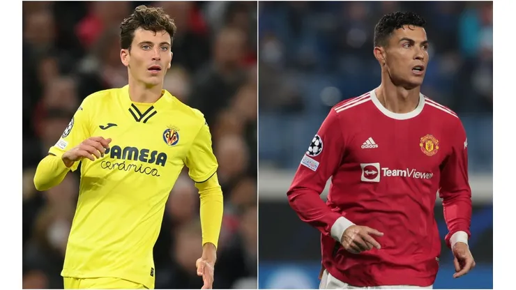 Pau Torres of Villarreal (left) and Cristiano Ronaldo of Manchester United.