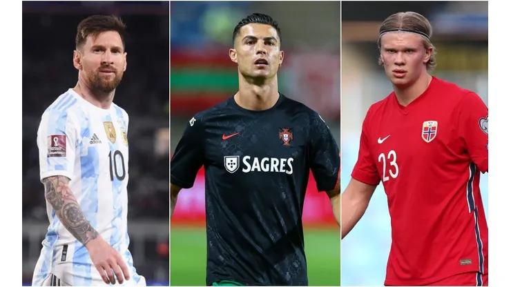 Lionel Messi, Cristiano Ronaldo, Erling Haaland.