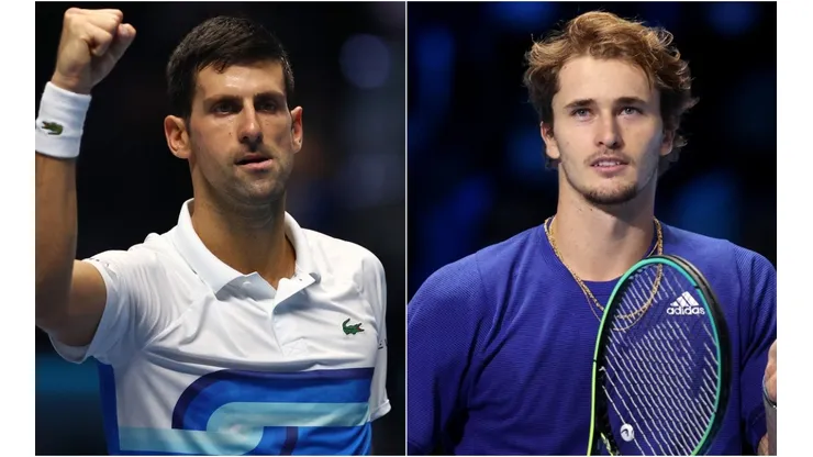 Novak Djokovic of Serbia (left) and Alexander Zverev of Germany (right)
