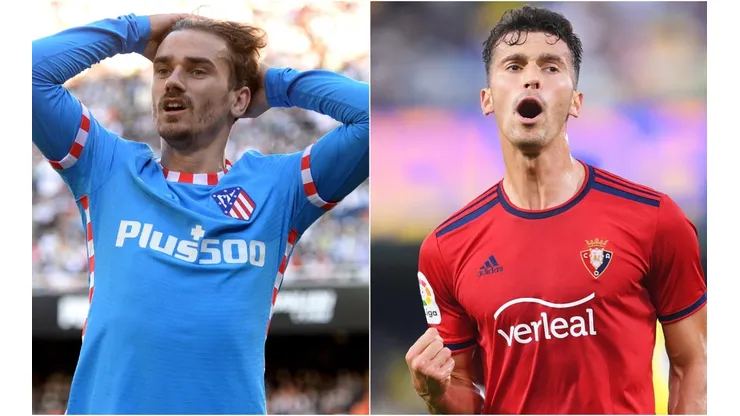 Antoine Griezmann of Atletico Madrid (left) and Lucas Torro of Osasuna (right)
