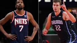 Kevin Durant of the Brooklyn Nets (left) and Franz Wagner of the Orlando Magic (right)
