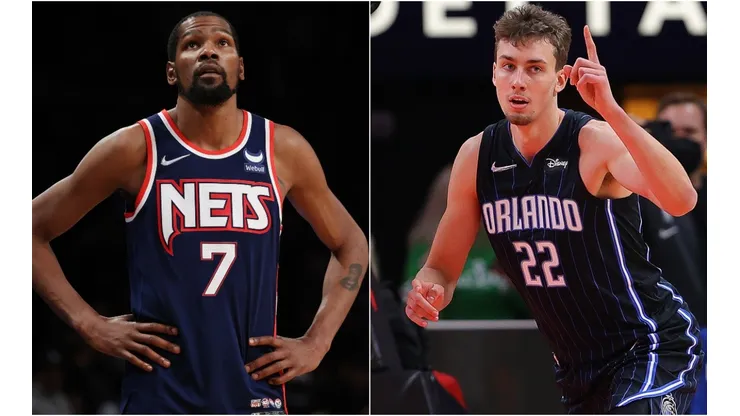 Kevin Durant of the Brooklyn Nets (left) and Franz Wagner of the Orlando Magic (right)