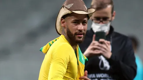 Neymar celebrating Brazil's qualification for the Qatar 2022 FIFA World Cup after his team beat Colombia 1-0.