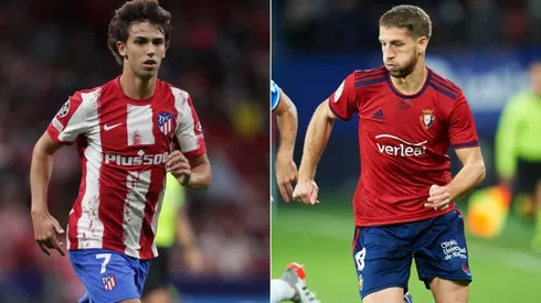 Joao Felix of Atletico Madrid (left) and Darko Brasanac of CA Osasuna