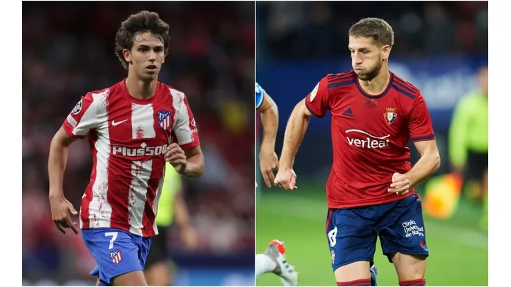 Joao Felix of Atletico Madrid (left) and Darko Brasanac of CA Osasuna