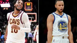 Darius Garland of the Cleveland Cavaliers (left) and Stephen Curry of the Golden State Warriors (right)