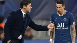 PSG manager Mauricio Pochettino (left) and Angel Di Maria.