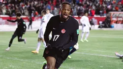 Cyle Larin of Canada celebrates his second goal