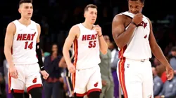 Kyle Lowry (right) Tyler Herro (left) Duncan Robinson (mid) of Miami Heat