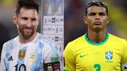 Lionel Messi of Argentina (left) and Thiago Silva of Brazil.