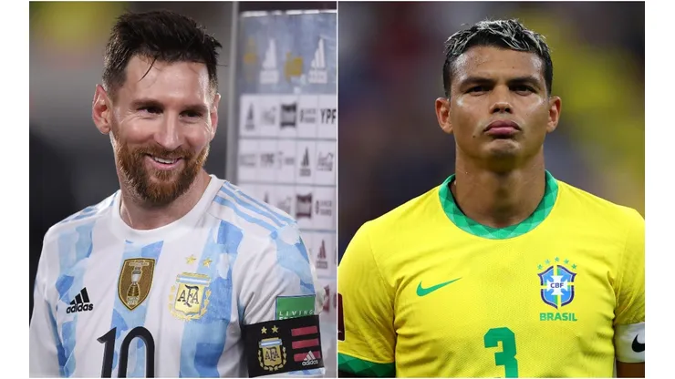 Lionel Messi of Argentina (left) and Thiago Silva of Brazil.