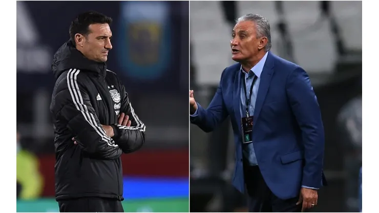 Lionel Scaloni of Argentina (left) and Tite of Brazil
