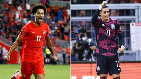 Tajon Buchanan of Canada (left) and Rogelio Funes Mori of Mexico