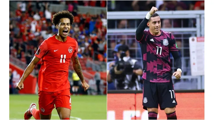Tajon Buchanan of Canada (left) and Rogelio Funes Mori of Mexico