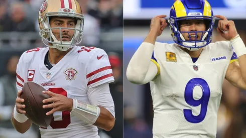 Jimmy Garoppolo of 49ers (left) and Matthew Stafford of Rams
