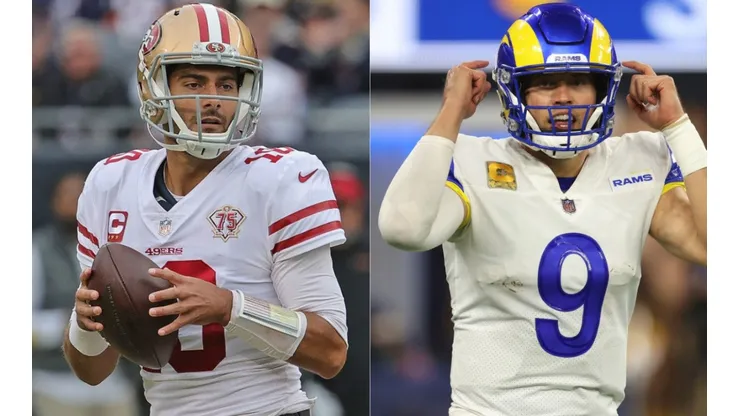 Jimmy Garoppolo of 49ers (left) and Matthew Stafford of Rams
