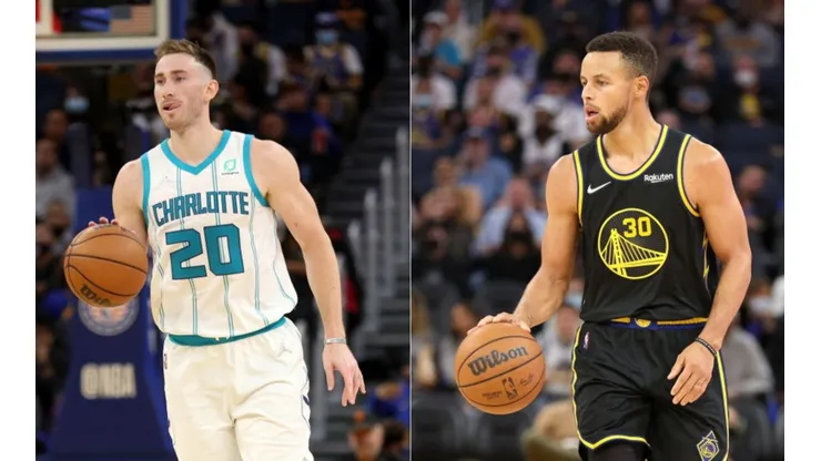 Hayward of Hornets (left) and Curry of Warriors