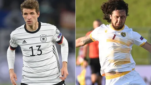 Thomas Müller of Germany (left) and Khoren Bayramyan of Armenia (right)