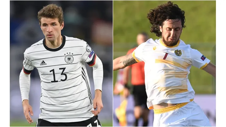 Thomas Müller of Germany (left) and Khoren Bayramyan of Armenia (right)